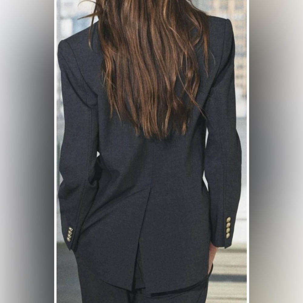 Zara Dark Grey Gold Button Blazer – Size Small - Picture 4 of 14